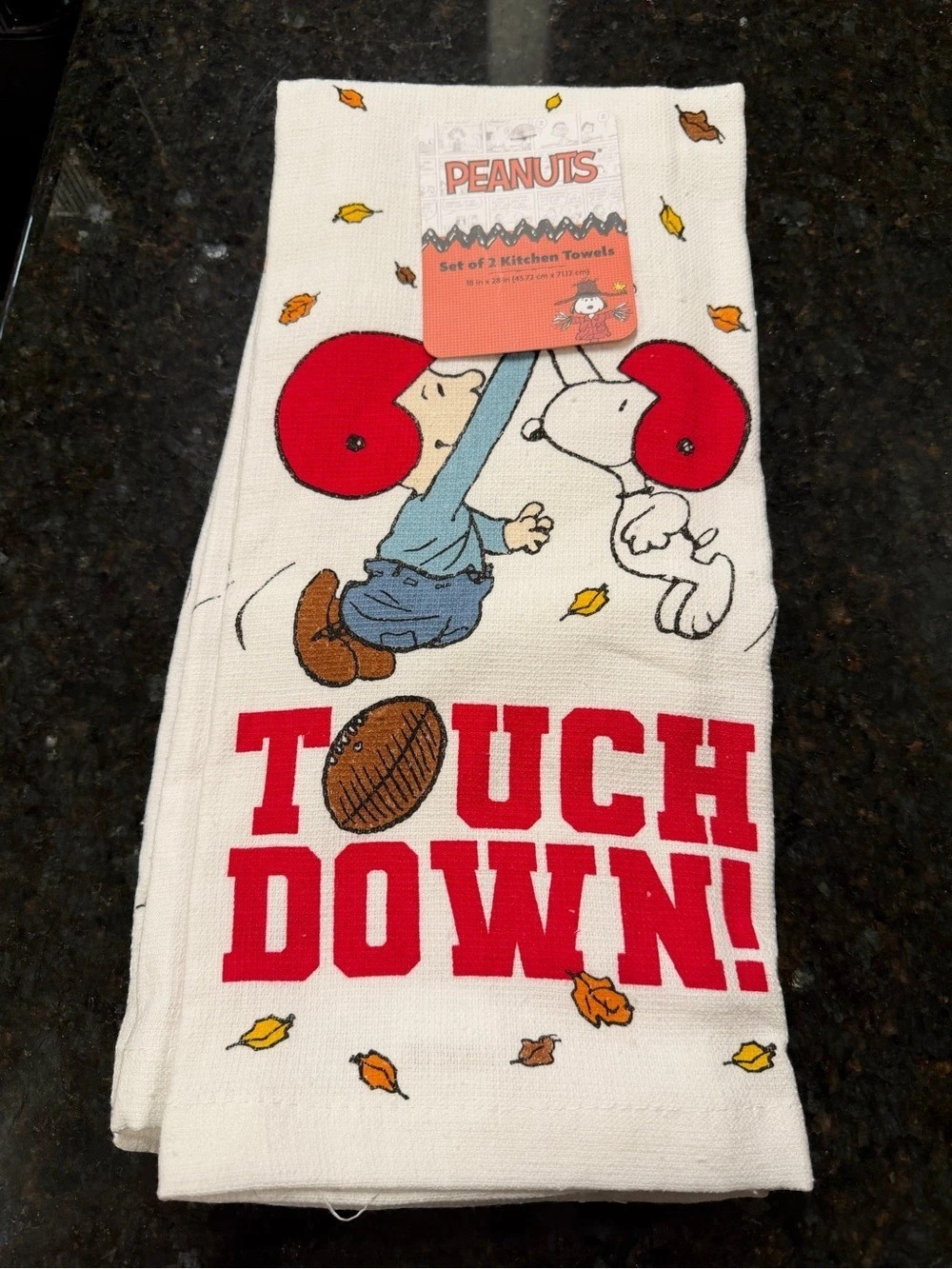 Peanuts Touchdown! Hand Towel White & Red NWT